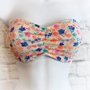 Victorias Secret PINK Bright Colorful Floral Lace Bandeau Top Or Bra